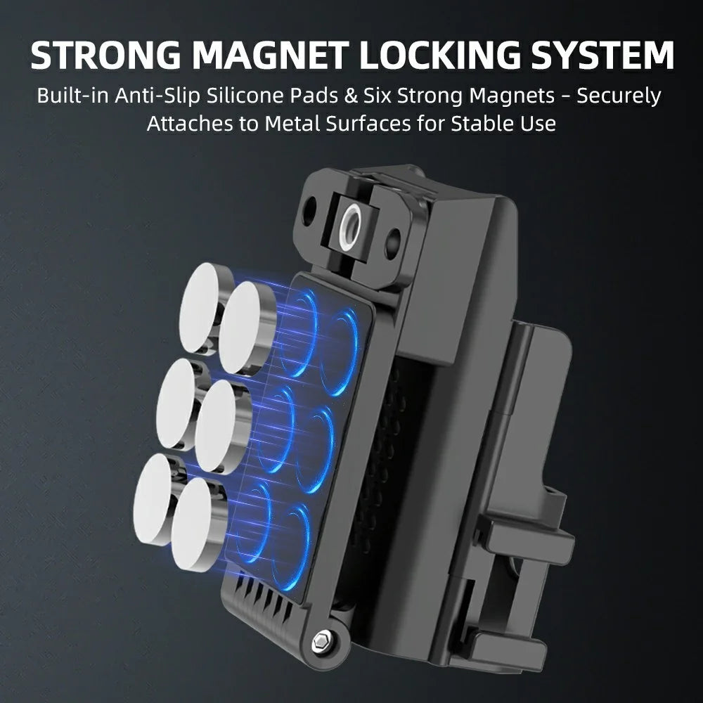 BRDRC For DJI Osmo Pocket 3 Magnetic Back Clip Two-Claw Design Adjustable Positioning with Cold Shoe Mount - Black - 7