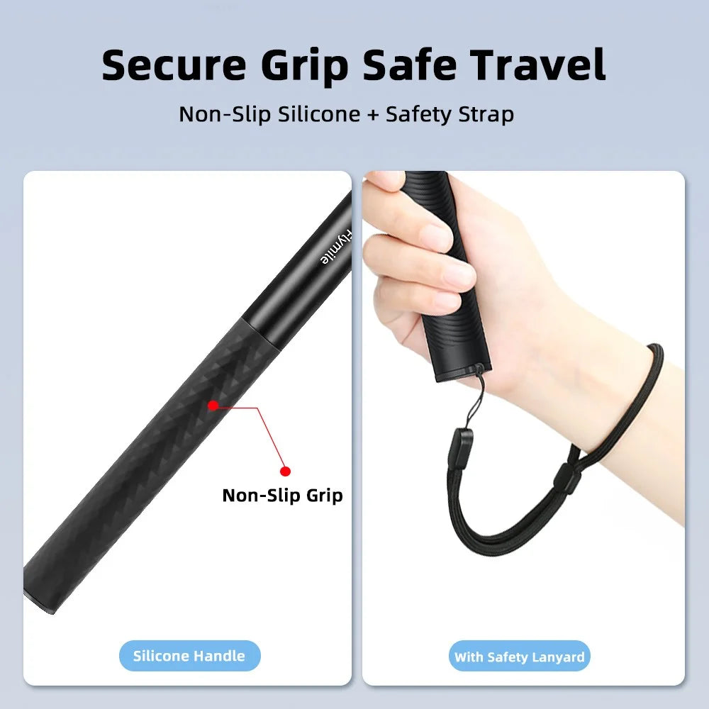 FLYMILE Action Camera Selfie Stick 5-Section Telescopic 1.3m Aluminum Alloy Extendable Pole - 7