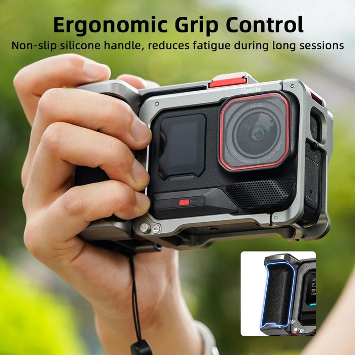 FLYMILE For Insta360 Ace Pro / Ace Pro 2 Camera Cage Aluminum Alloy Grip Street Set Camera Accessories - 7