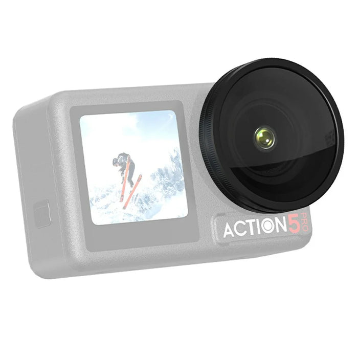 BRDRC For DJI Osmo Action 5 Pro Wide-Angle Lens 180° Ultra-Wide View Dual-Layer HD Coating Threaded Mount - 1