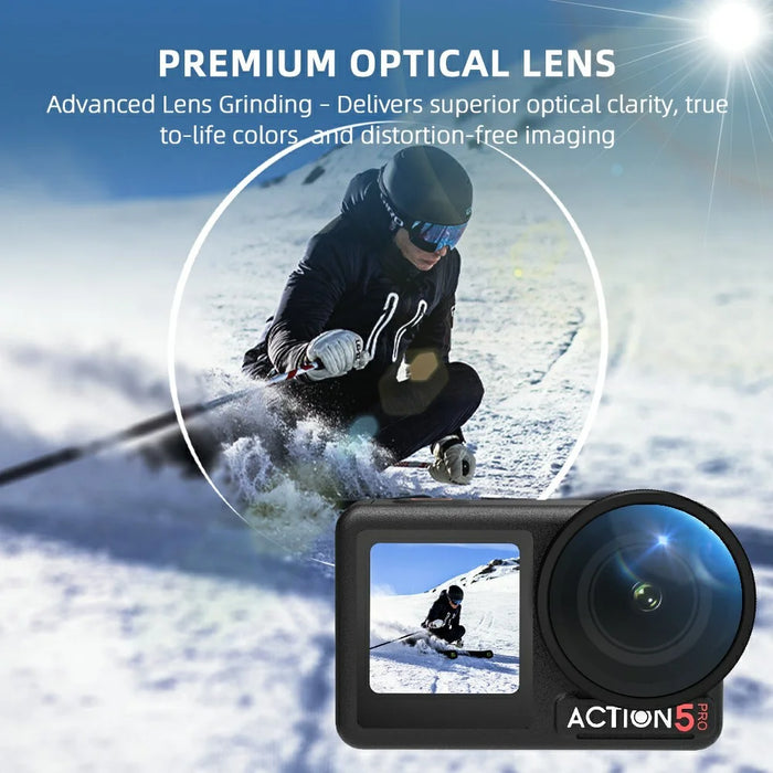 BRDRC For DJI Osmo Action 5 Pro Wide-Angle Lens 180° Ultra-Wide View Dual-Layer HD Coating Threaded Mount - 5