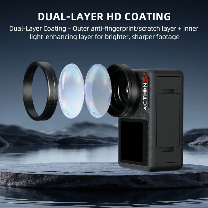 BRDRC For DJI Osmo Action 5 Pro Wide-Angle Lens 180° Ultra-Wide View Dual-Layer HD Coating Threaded Mount - 6