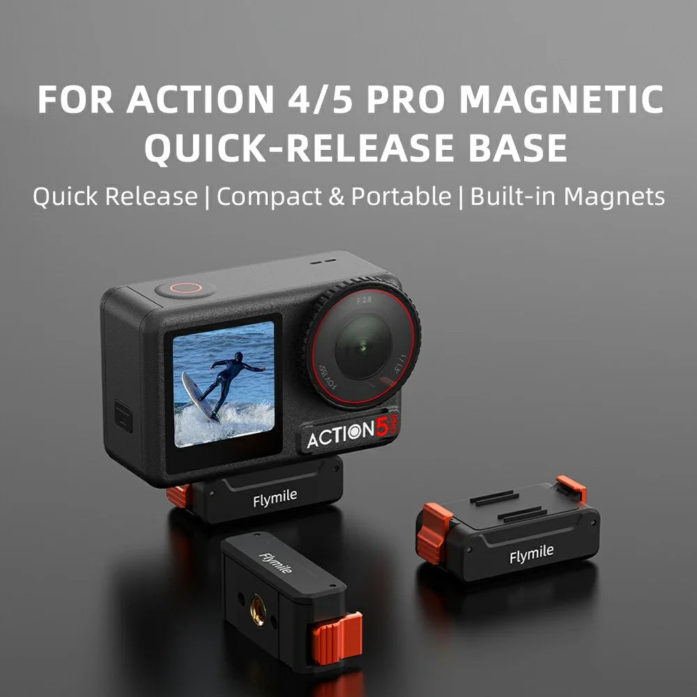 FLYMILE For DJI Osmo Action 5 Pro / 4 / 3 Quick Release Base Magnetic Mount Adapter - 2