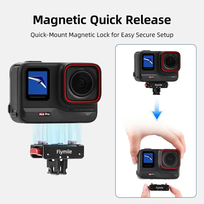 FLYMILE Quick Release Base For Insta360 Ace / Ace Pro / Ace Pro 2 / X5 / X4 / X3 / X2 Magnetic 1 / 4 Folding Mount Adapter Kit - 4