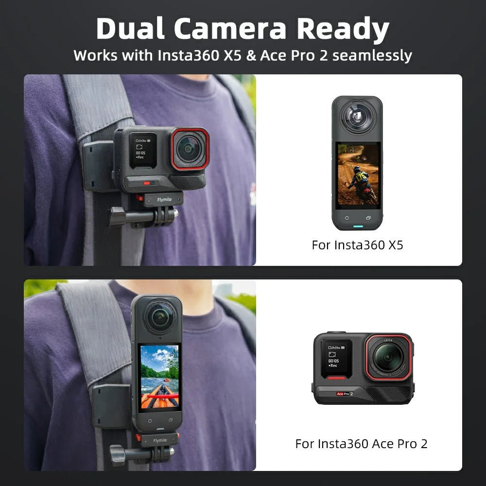 FLYMILE Magnetic Quick Release Base For Insta360 Ace / Ace Pro / Ace Pro 2 / X5 / X4 / X3 / X2 Plastic Camera Mount - 7