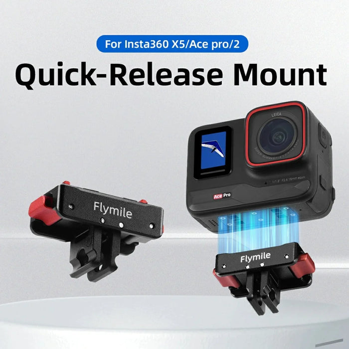FLYMILE Magnetic Quick Release Base For Insta360 Ace / Ace Pro / Ace Pro 2 / X5 / X4 / X3 / X2 Aluminum Alloy Two-Claw Mount - 3