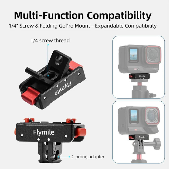 FLYMILE Magnetic Quick Release Base For Insta360 Ace / Ace Pro / Ace Pro 2 / X5 / X4 / X3 / X2 Aluminum Alloy Two-Claw Mount - 5