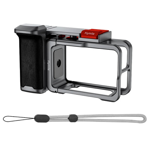 FLYMILE Action Camera Handle for DJI Osmo Action 5 Pro / 4 / 3 Rabbit Cage Shutter Button with Hand Rope Set - 1