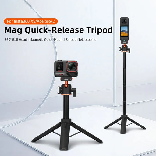 FLYMILE For Insta360 Ace Pro / X5 / X3 Quick Release Tripod Magnetic Snap-on 360 Degree Ball Head Stand - 2