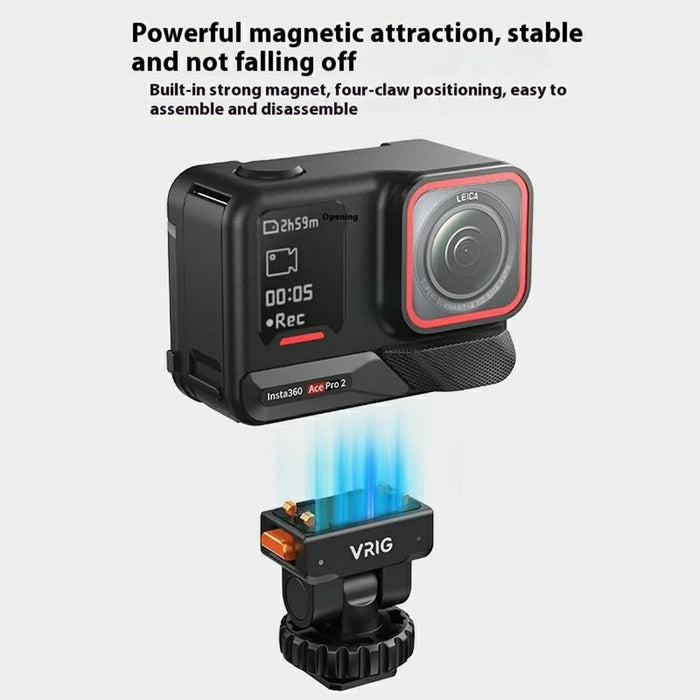 VRIG AC-44 Quick Release Cold Shoe Mount for Insta360 Ace Pro 2  /  Ace Pro  /  Ace  /  X5 Tilt Adjustment Adapter - 6