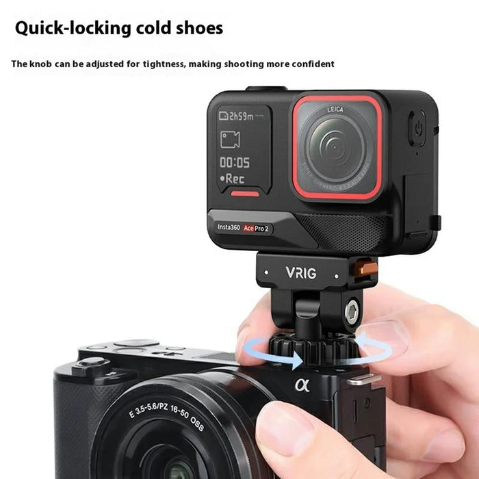 VRIG AC-44 Quick Release Cold Shoe Mount for Insta360 Ace Pro 2  /  Ace Pro  /  Ace  /  X5 Tilt Adjustment Adapter - 7