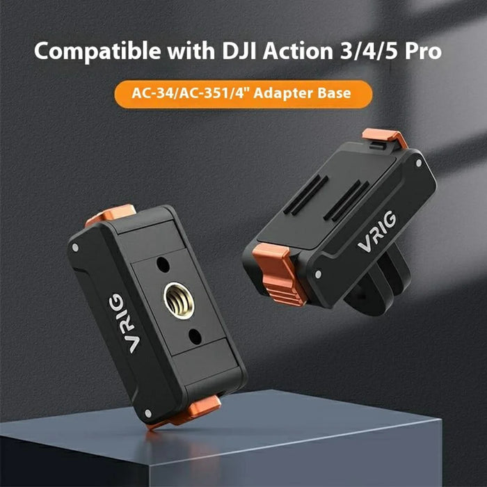 VRIG AC-34 Quick Release Mount for DJI Osmo Action 5 Pro / 4 / 3 Anti Shake Plastic Base Compatible with GoPro - 3