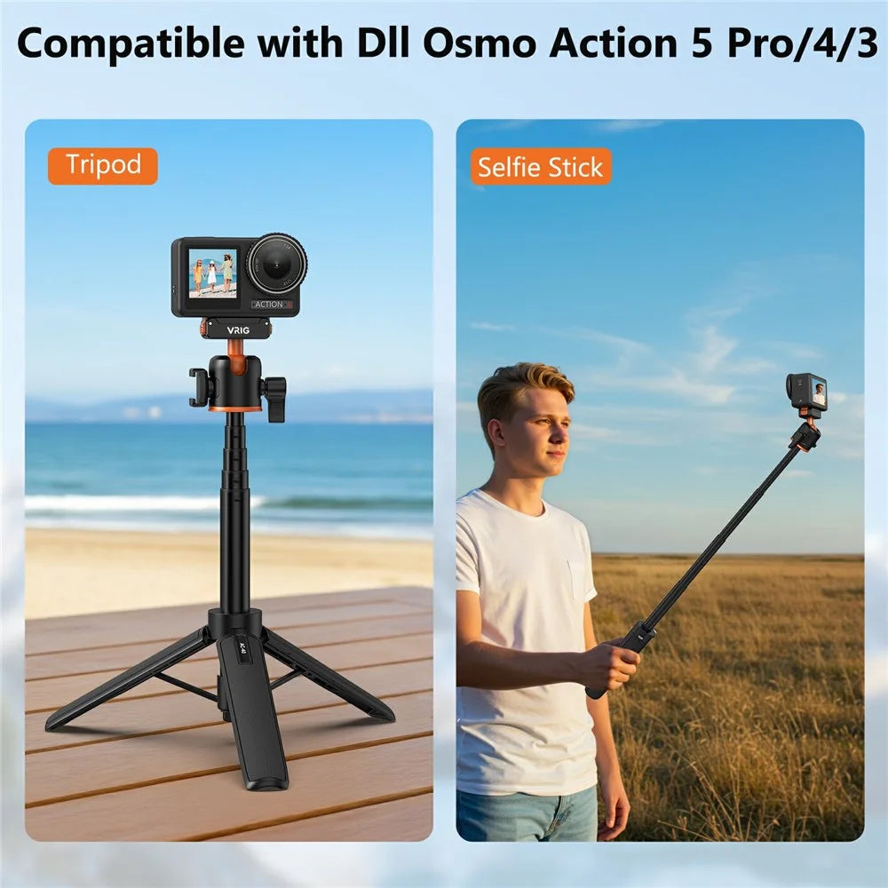 VRIG AC-40 Quick Release Tripod for DJI Osmo Action 5 Pro / 4 / 3 Plastic Ball Head Mount Cold Shoe Extension - 7