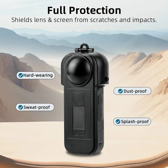 FLYMILE For Insta360 X5 Action Camera Anti Scratch Plastic Lens Cap Flip Lens Protective Cover - Blue - 4