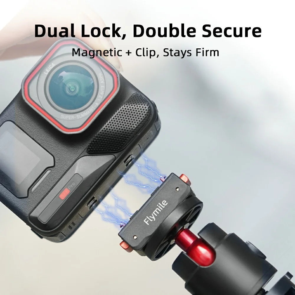 FLYMILE Quick Release 1 / 4 Base for Insta360 Ace Pro 2 / Ace Pro / Ace / X5 / X4 / X3 / X2 Magnetic Snap On Dual Locking System - 4