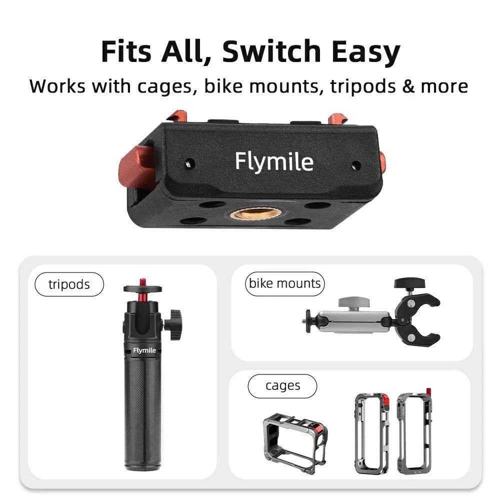FLYMILE Quick Release 1 / 4 Base for Insta360 Ace Pro 2 / Ace Pro / Ace / X5 / X4 / X3 / X2 Magnetic Snap On Dual Locking System - 5