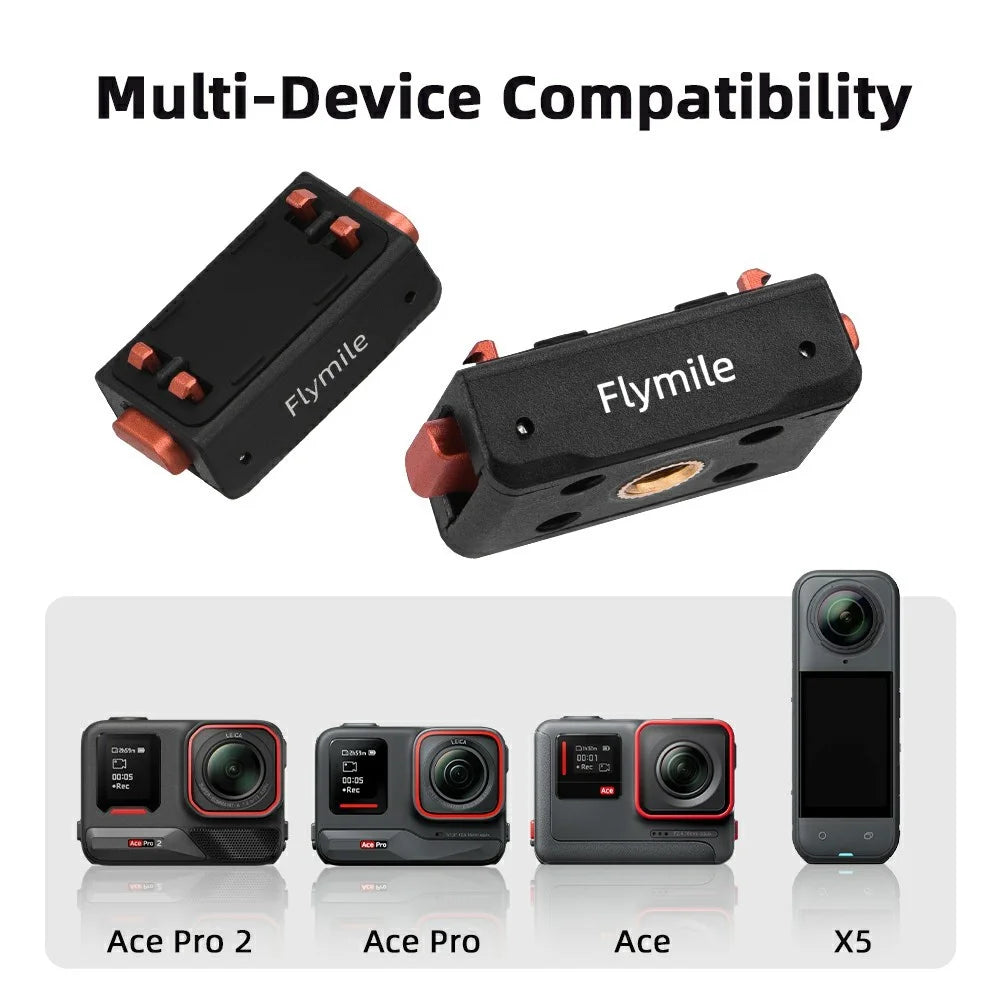 FLYMILE Quick Release 1 / 4 Base for Insta360 Ace Pro 2 / Ace Pro / Ace / X5 / X4 / X3 / X2 Magnetic Snap On Dual Locking System - 6