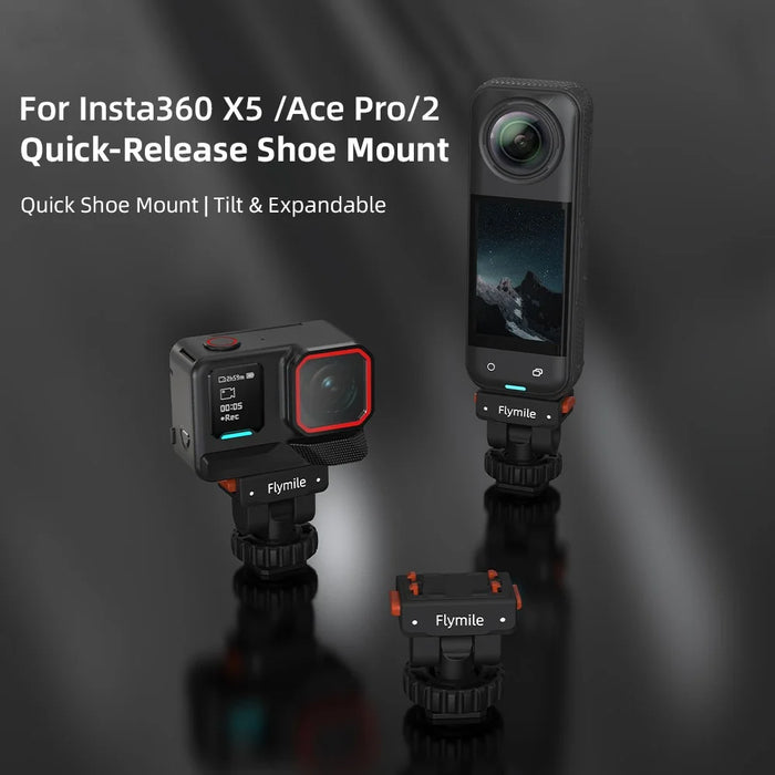FLYMILE Cold Shoe Mount for Insta360 Ace Pro 2 / Ace Pro / Ace / X5 / X4 / X3 / X2 Quick Release Magnetic Base - 4