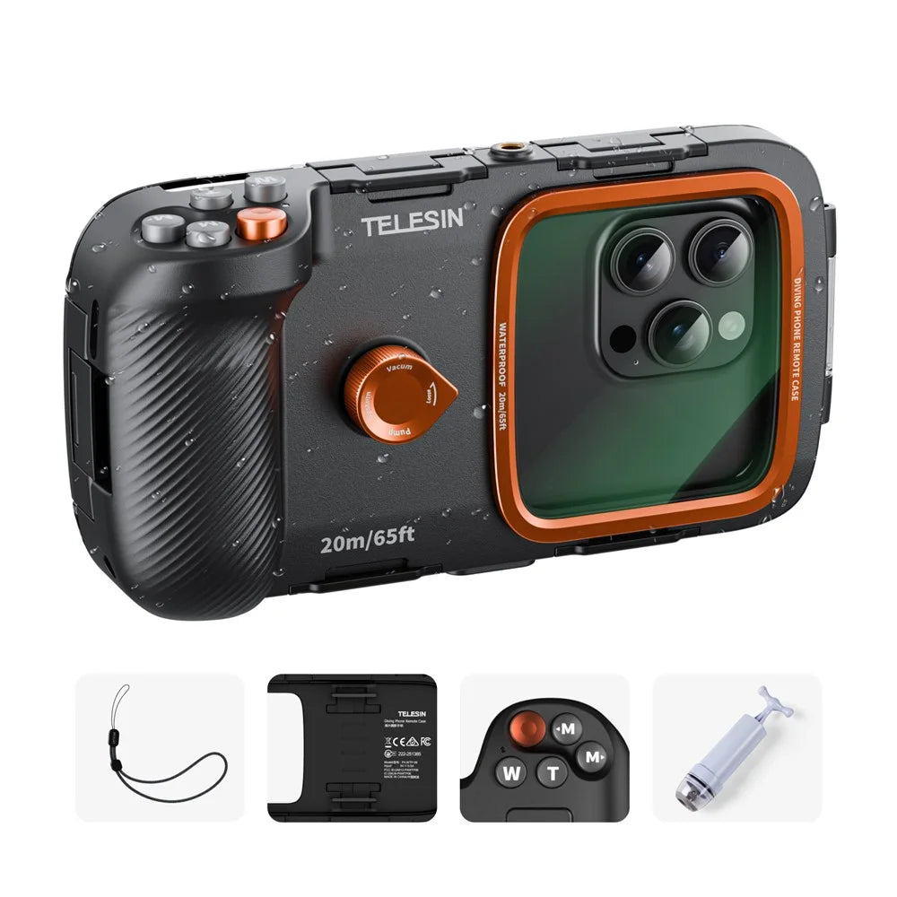 TELESIN IP68 Waterproof Diving Phone Case Bluetooth-Compatible Anti-fog 20m Underwater Photography Phone Housing - 1
