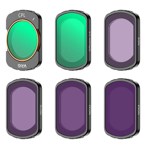 VRIG FT-04 6Pcs for DJI Osmo Pocket 3 Filters Magnetic CPL 1 / 4 Black Soft ND8 / 16 / 32 / 64 Optical Glass Camera Lens Filter - 1