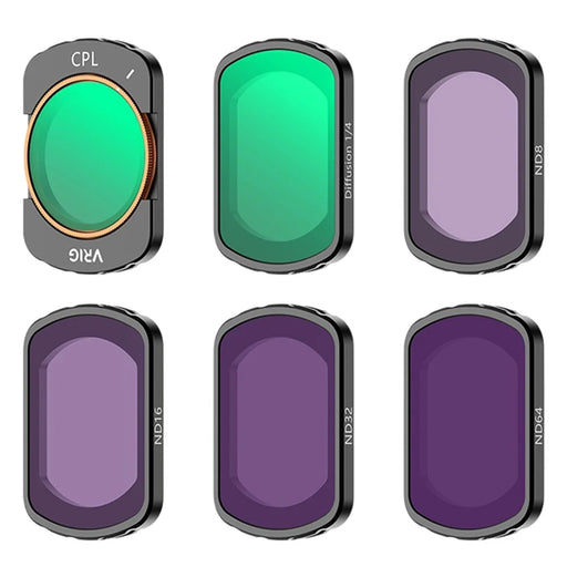 VRIG FT-04 6Pcs for DJI Osmo Pocket 3 Filters Magnetic CPL 1 / 4 Black Soft ND8 / 16 / 32 / 64 Optical Glass Camera Lens Filter - 1