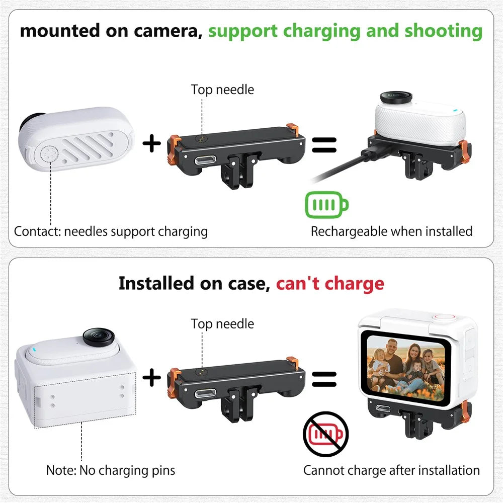 VRIG AC-39 For Insta360 GO 3 / GO 3S Camera Magnetic Mount Quick Release Adapter with Charging Port - 4