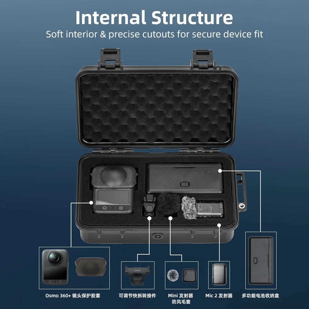 BRDRC For DJI Osmo 360 Panoramic Camera Hard Carrying Case Shockproof PP Storage Box - 5
