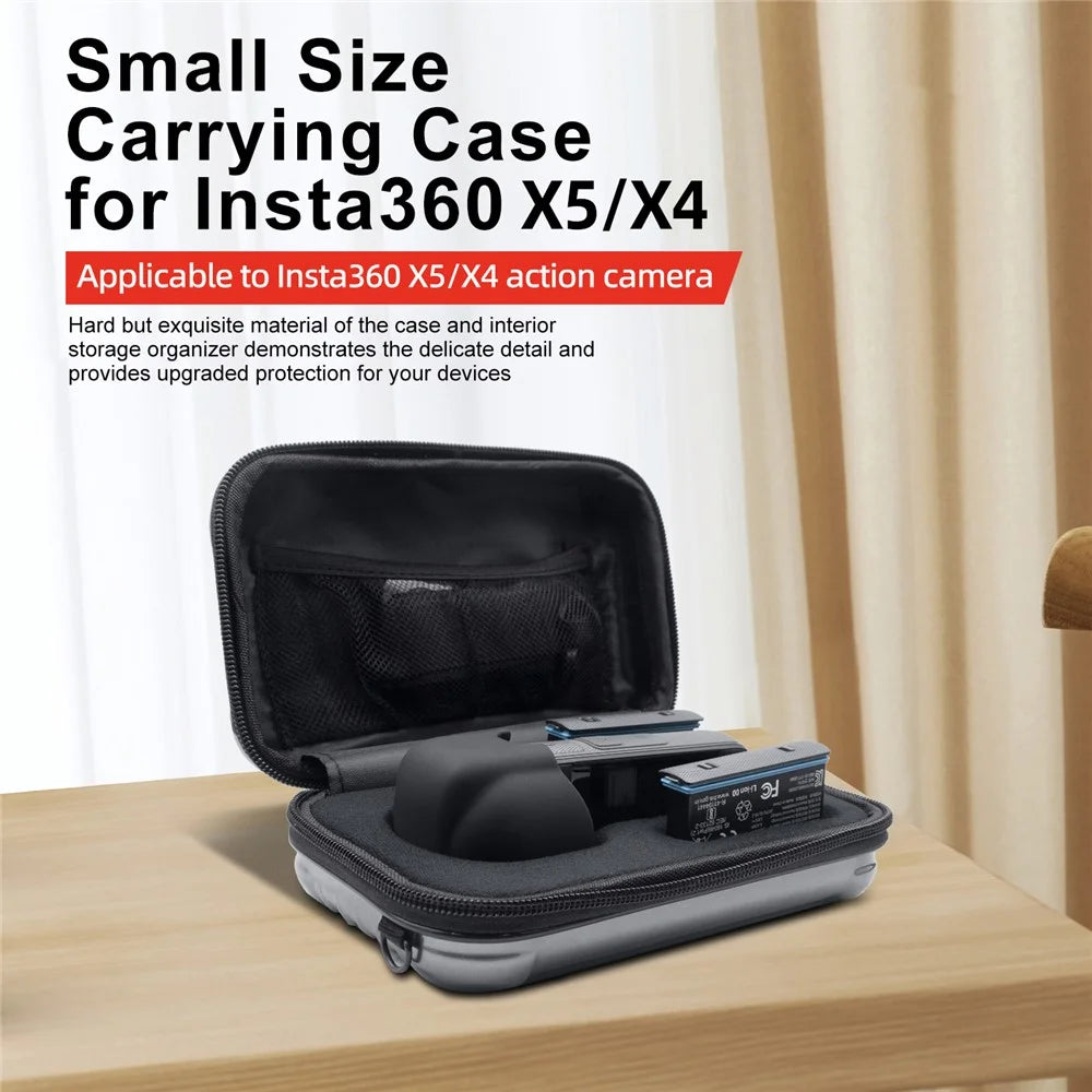 AMAGISN For Insta360 X5 / X4 Camera Small Carrying Case PC + Nylon Storage Box Shoulder Bag - Dark Grey - 4