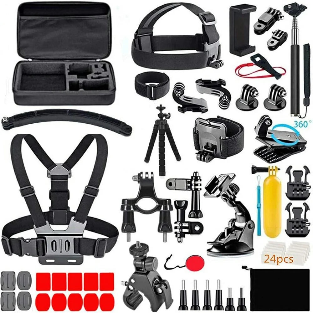 71 in 1 Action Camera Accessories Kit Chest Head Strap Selfie Stick Floating Handle Set for GoPro / DJI / Insta360 - 1