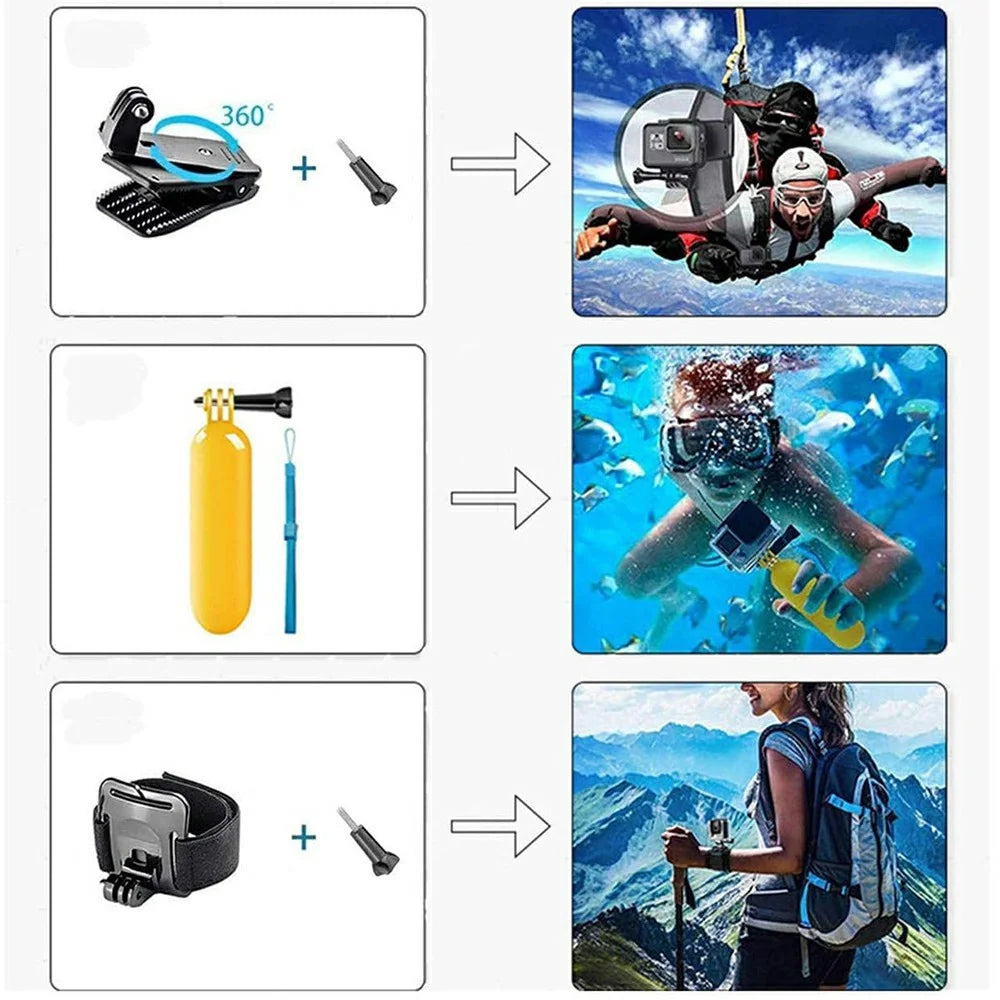 71 in 1 Action Camera Accessories Kit Chest Head Strap Selfie Stick Floating Handle Set for GoPro / DJI / Insta360 - 3
