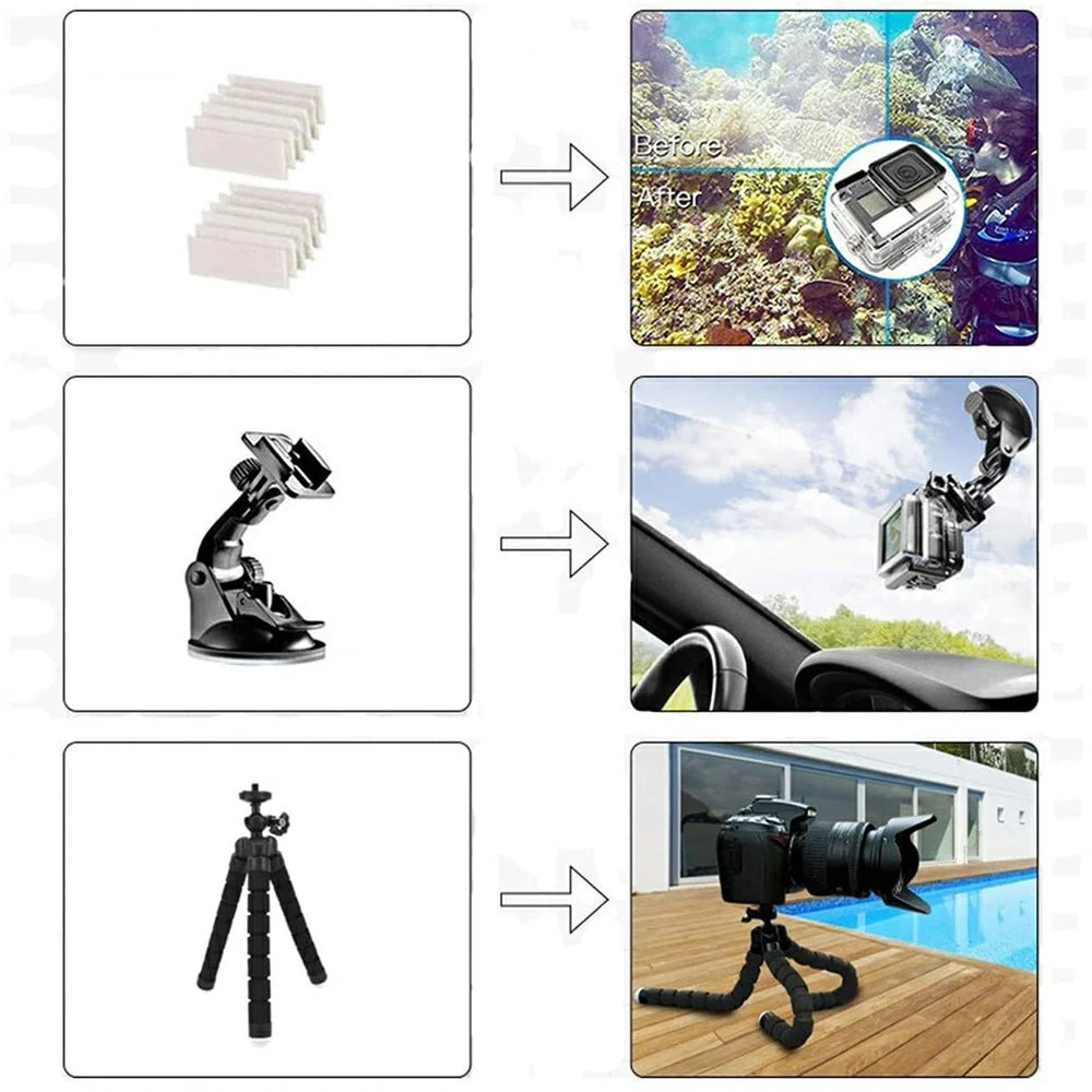 71 in 1 Action Camera Accessories Kit Chest Head Strap Selfie Stick Floating Handle Set for GoPro / DJI / Insta360 - 4