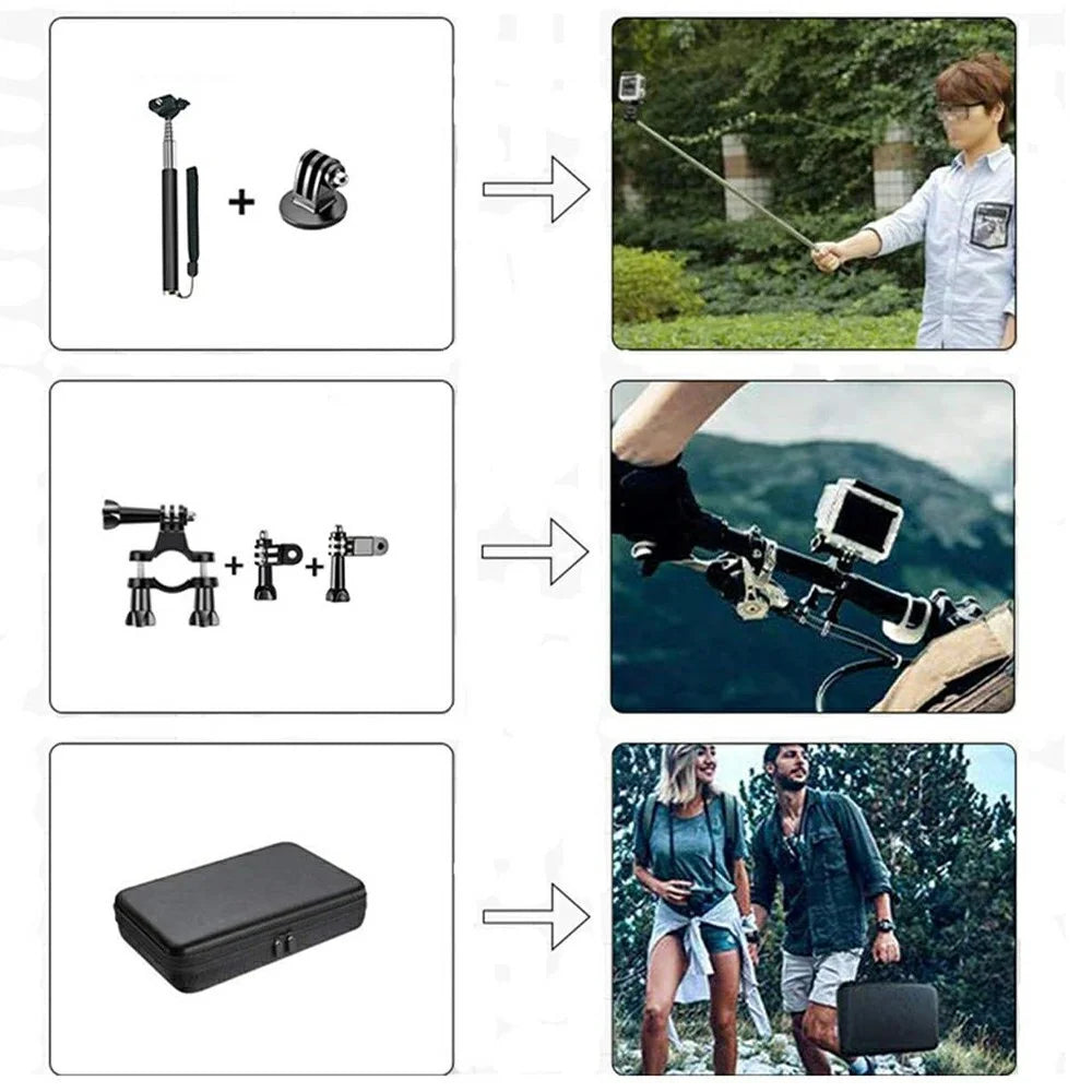 71 in 1 Action Camera Accessories Kit Chest Head Strap Selfie Stick Floating Handle Set for GoPro / DJI / Insta360 - 5