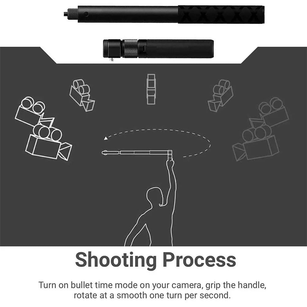 2 in 1 Bullet Time Extension Handle for Insta360 X5 / X4 / X3 111cm Invisible Selfie Stick and 360 Degree Rotating Tripod - 2