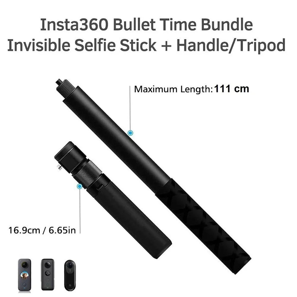 2 in 1 Bullet Time Extension Handle for Insta360 X5 / X4 / X3 111cm Invisible Selfie Stick and 360 Degree Rotating Tripod - 6