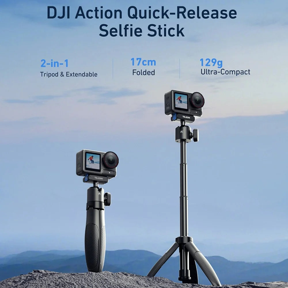 TELESIN S1-MNP-13-TDJ Retractable Tripod for DJI Osmo 360 / Action 5 Pro / 4 / 3 Camera Mini Selfie Stick - 3