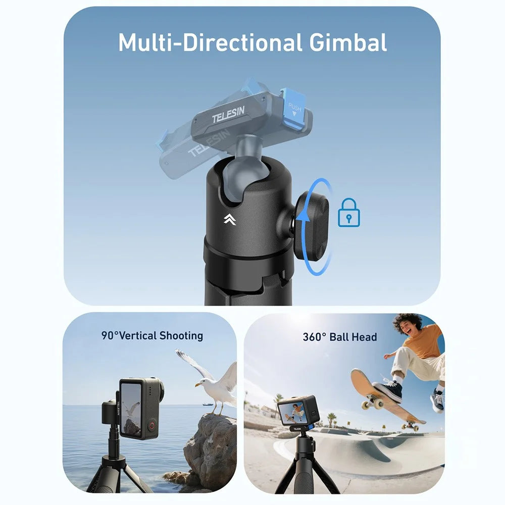 TELESIN S1-MNP-13-TDJ Retractable Tripod for DJI Osmo 360 / Action 5 Pro / 4 / 3 Camera Mini Selfie Stick - 4