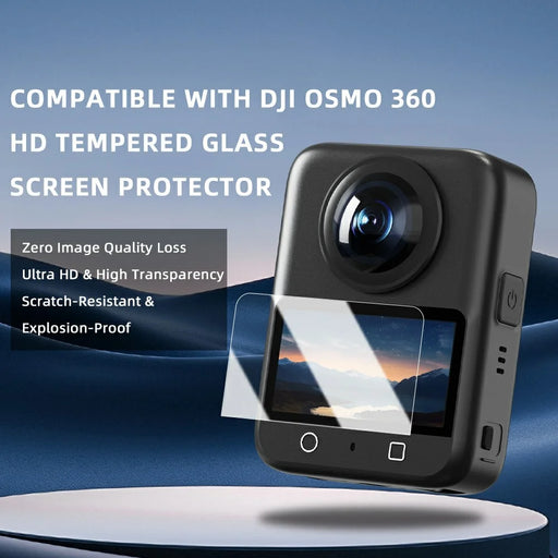 FLYMILE 2 Pack For DJI Osmo 360 Camera Screen Protector HD Ultra Anti-Scratch Tempered Glass Film - 2