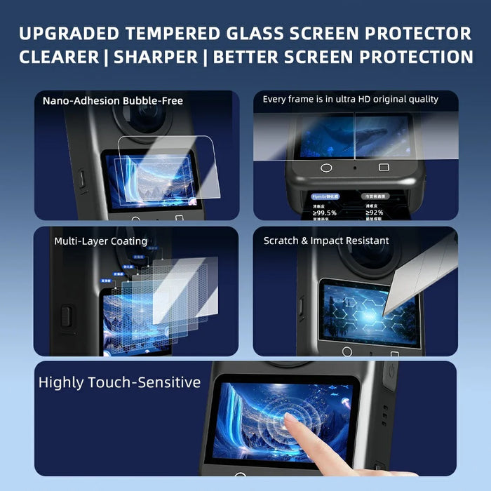 FLYMILE 2 Pack For DJI Osmo 360 Camera Screen Protector HD Ultra Anti-Scratch Tempered Glass Film - 3