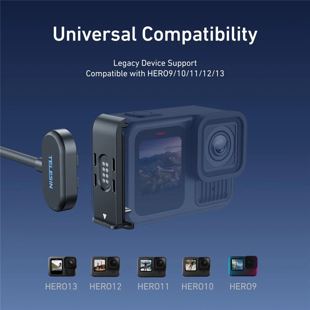 TELESIN S6-CLC-01-TGP For GoPro Hero 13 / 12 / 11 / 10 / 9 Magnetic Charging Cable with Side Cover IPX5 Waterproof Quick Release - 5