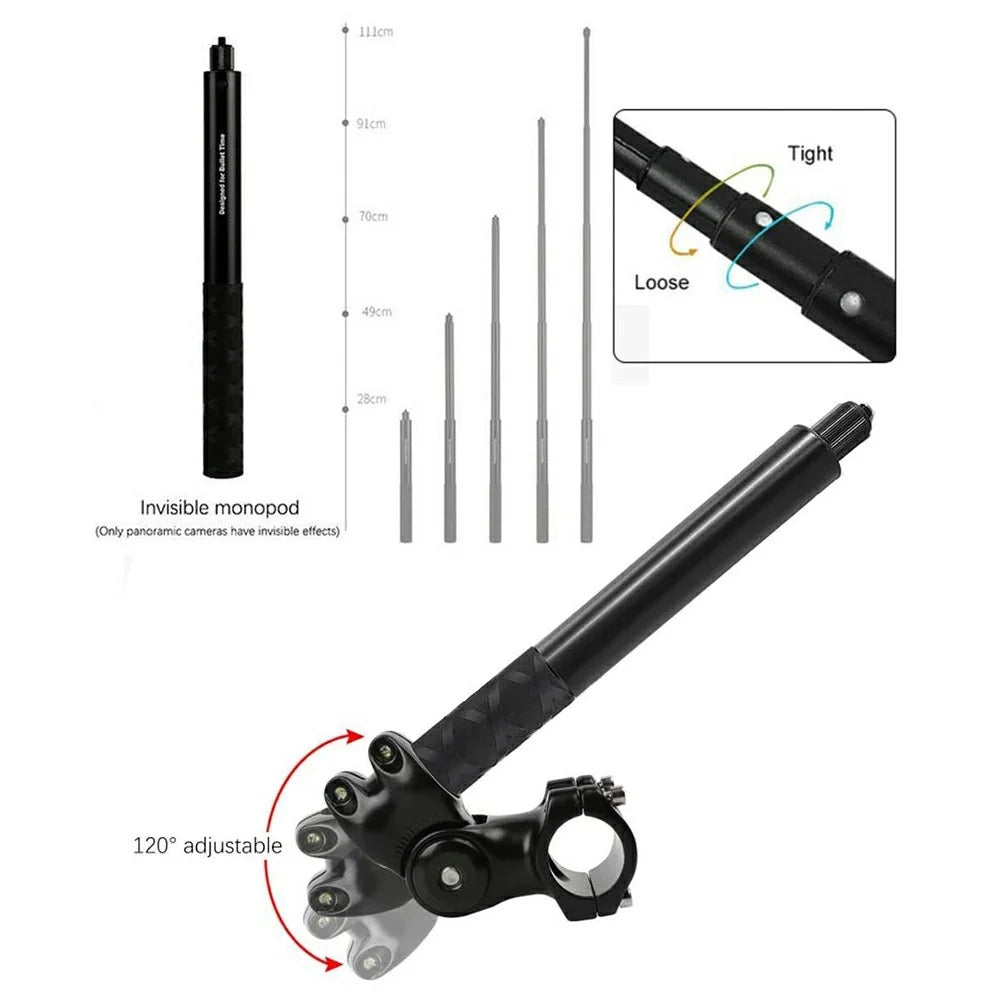 For Insta360  /  GoPro  /  DJI Action Camera Motorcycle Bike Handlebar Mount Telescopic Invisible Selfie Stick with 1 / 4 Screw - 7