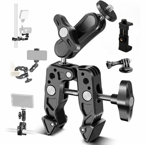 For DJI / GoPro / Insta360 Action Camera Crab Claw Clamp 360 Degree Rotation Magic Arm Mount Phone Holder - 1