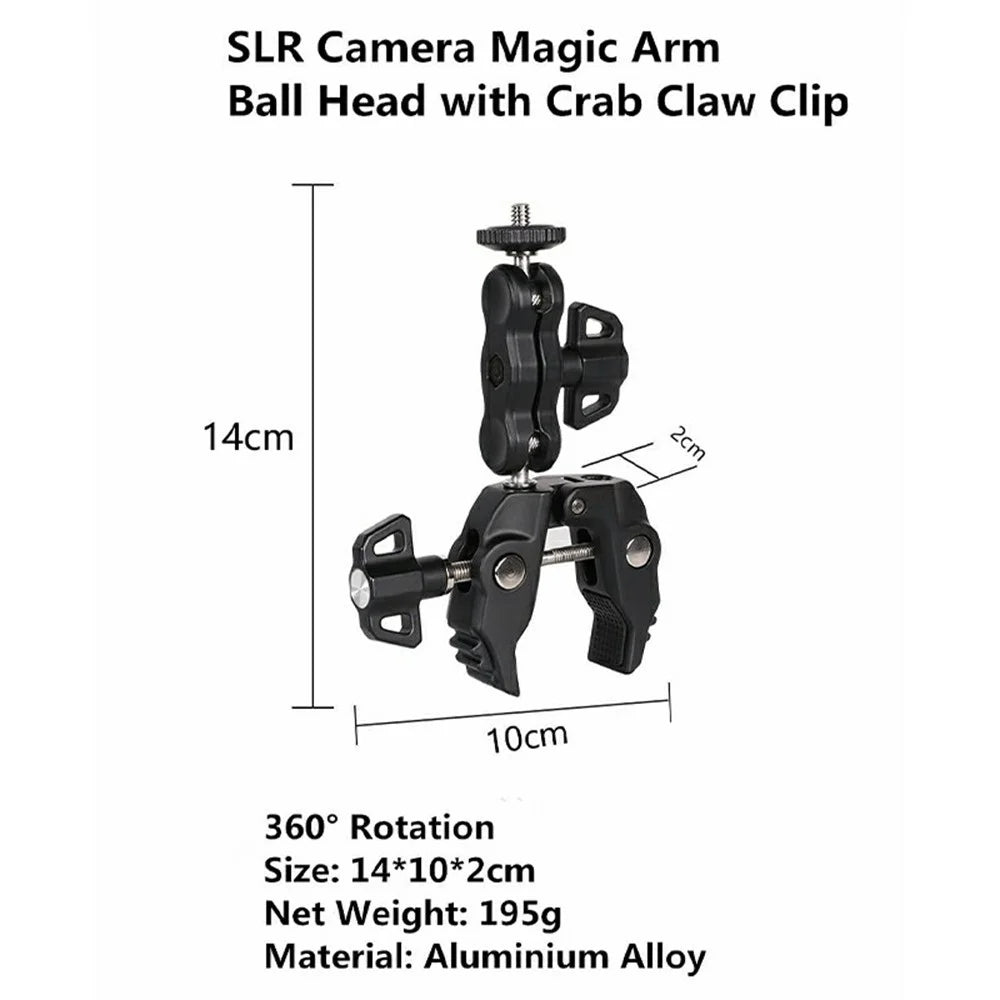For DJI / GoPro / Insta360 Action Camera Crab Claw Clamp 360 Degree Rotation Magic Arm Mount Phone Holder - 7