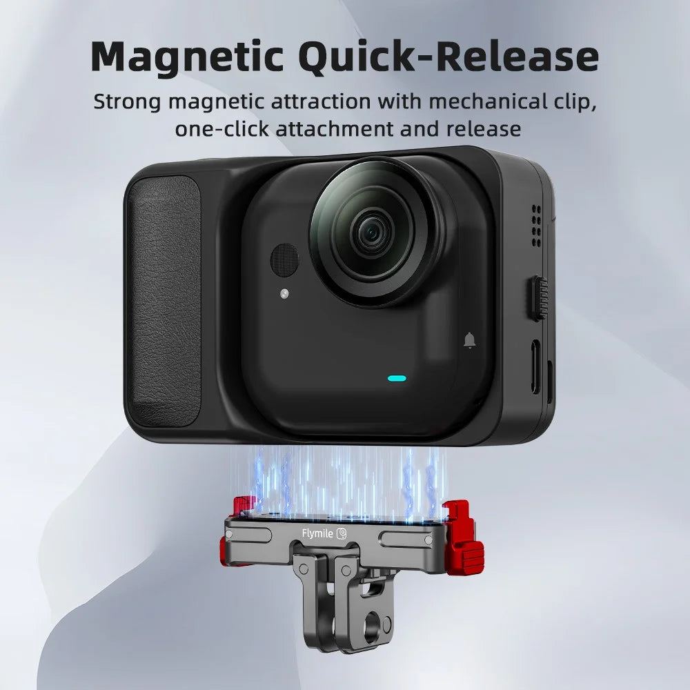 FLYMILE For Insta360 Go Ultra Magnetic Mount Adapter Quick Release Base Shockproof Metal Camera Accessories - 2