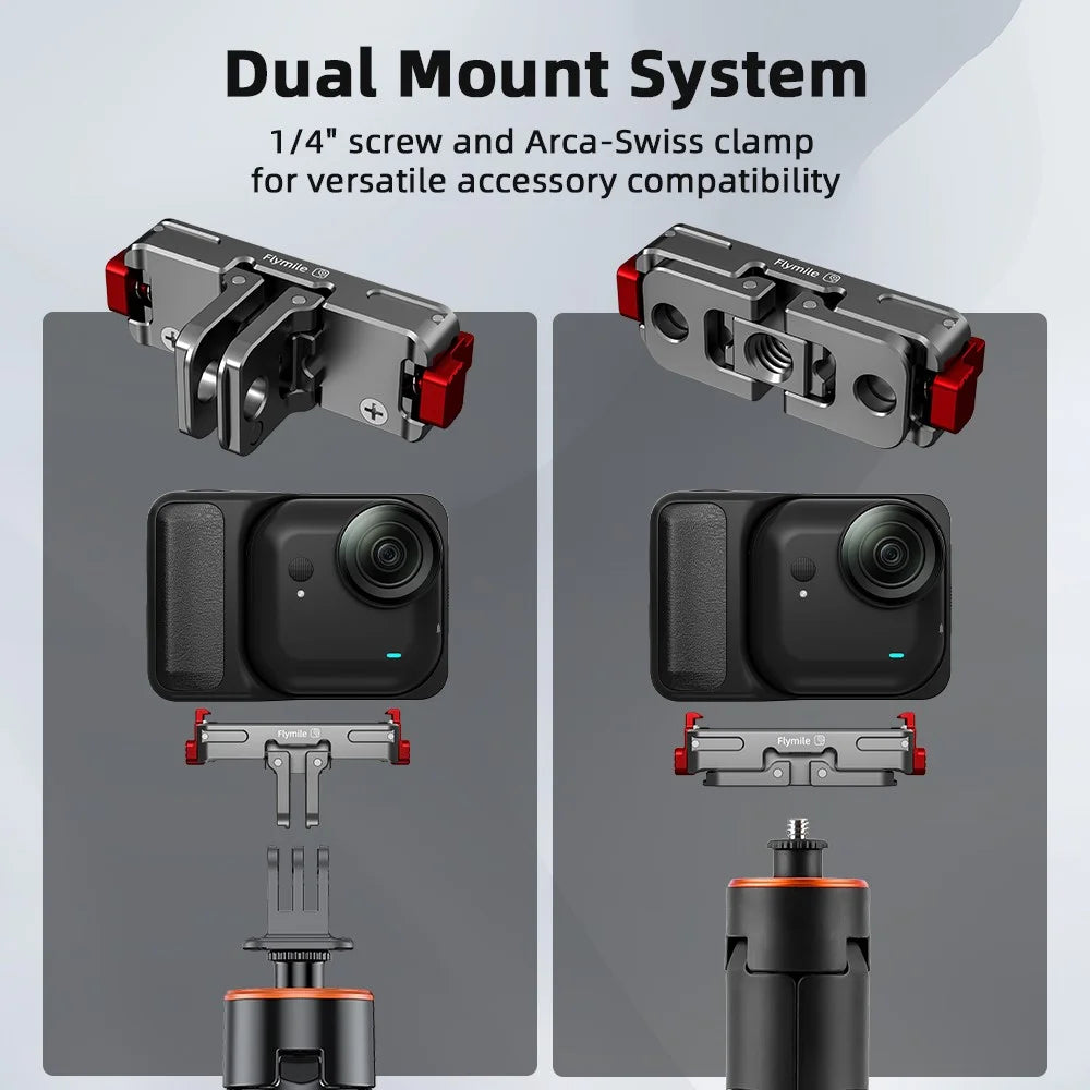 FLYMILE For Insta360 Go Ultra Magnetic Mount Adapter Quick Release Base Shockproof Metal Camera Accessories - 3