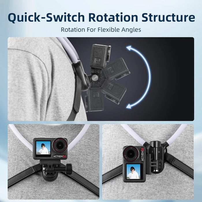 FLYMILE Neck Mount with Strap for DJI Osmo 360 / Action 5 Pro / Pocket 3 Vertical Shooting Camera Holder - 7