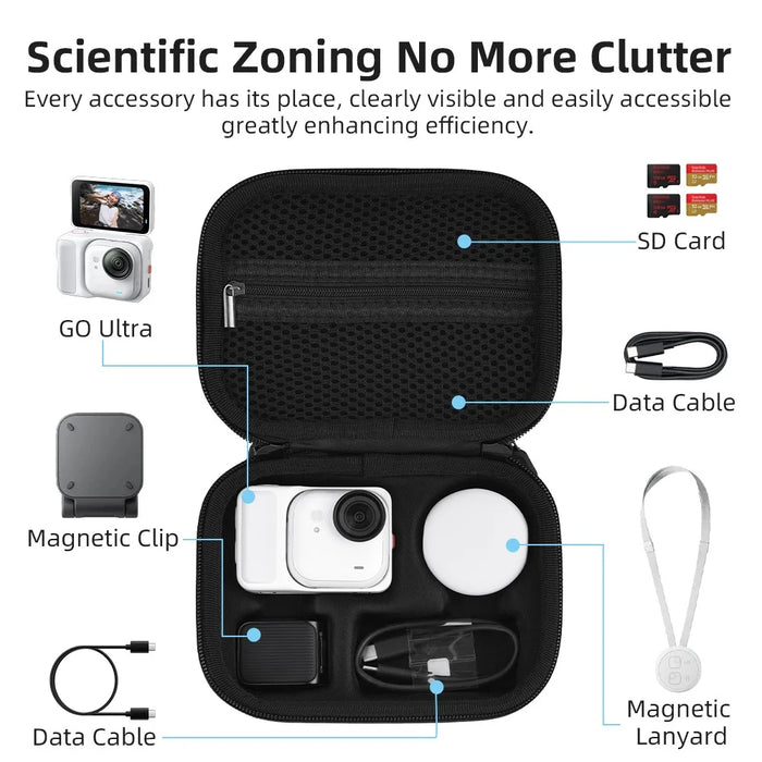 BRDRC For Insta360 Go Ultra Standard Edition Storage Case Protective Carrying Bag Shockproof Compartments - 6