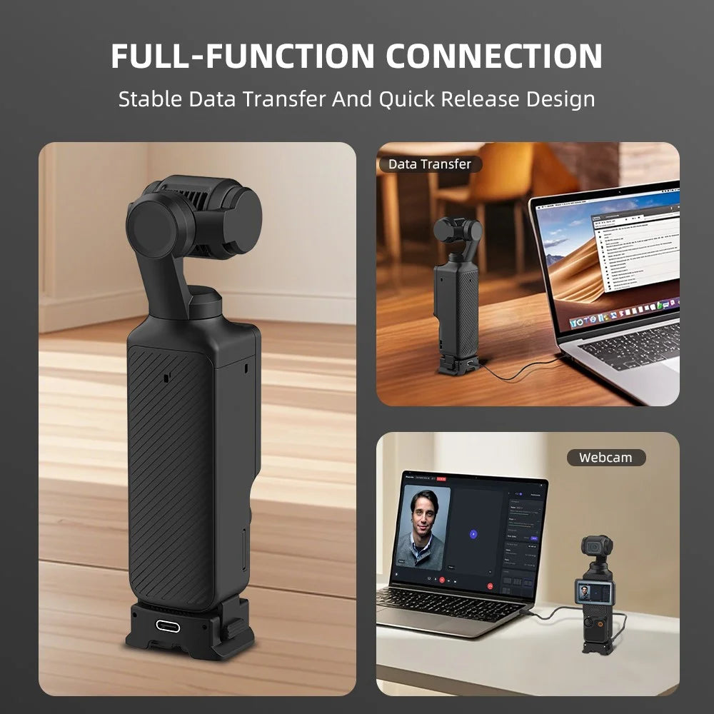FLYMILE For DJI Osmo Pocket 3 Magnetic Charging Base Quick Release Scratch Resistant - Black - 5