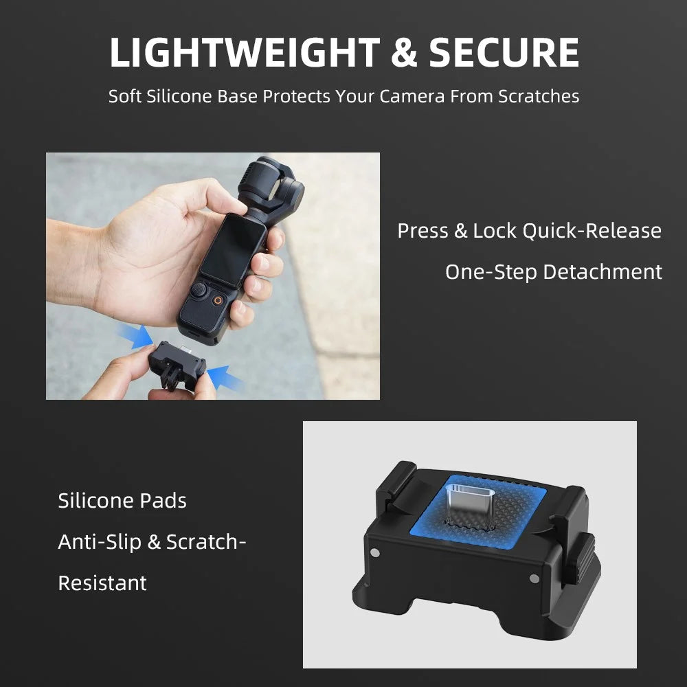 FLYMILE For DJI Osmo Pocket 3 Magnetic Charging Base Quick Release Scratch Resistant - Black - 6