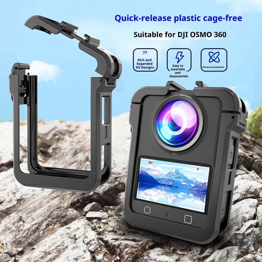 For DJI Osmo 360 Action Camera Protective Case Magnetic Quick Release Frame with Dual Cold Shoe Mount - 2