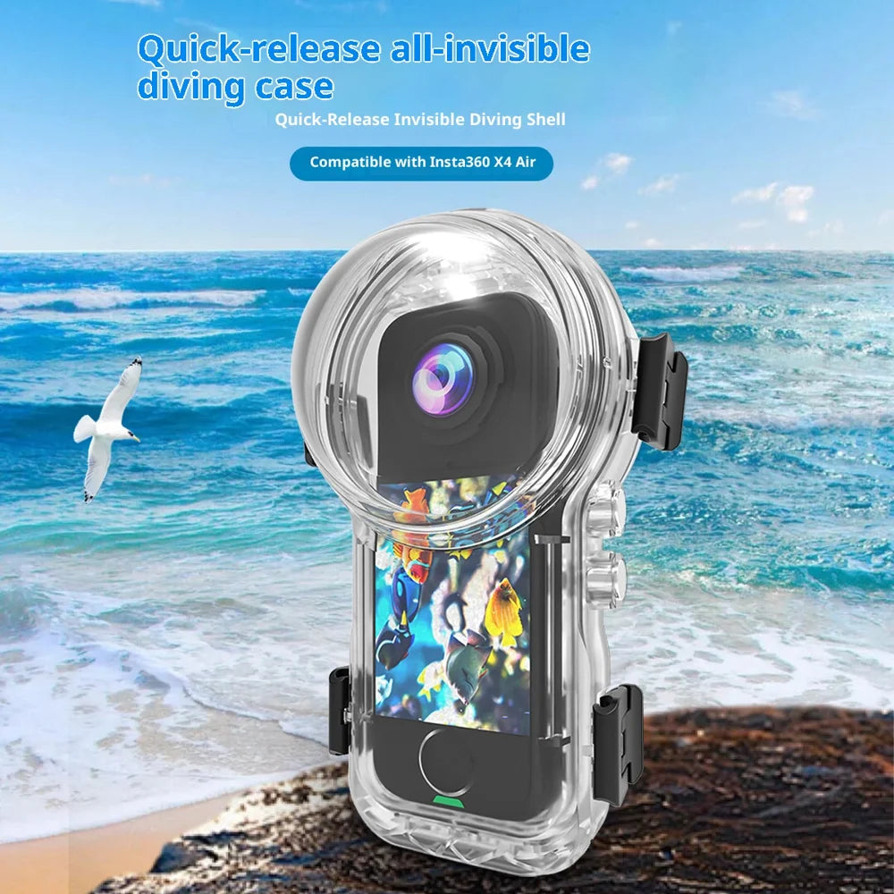 For Insta360 X4 Air Action Camera Invisible Waterproof Case Magnetic Quick Release 50m Diving Shell - 2